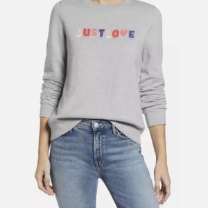 NWT Halogen XS Heather Grey Just Love‎ Graphic Sweatshirt 4951